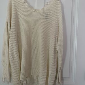 Rue 21 plus womens white distressed sweater